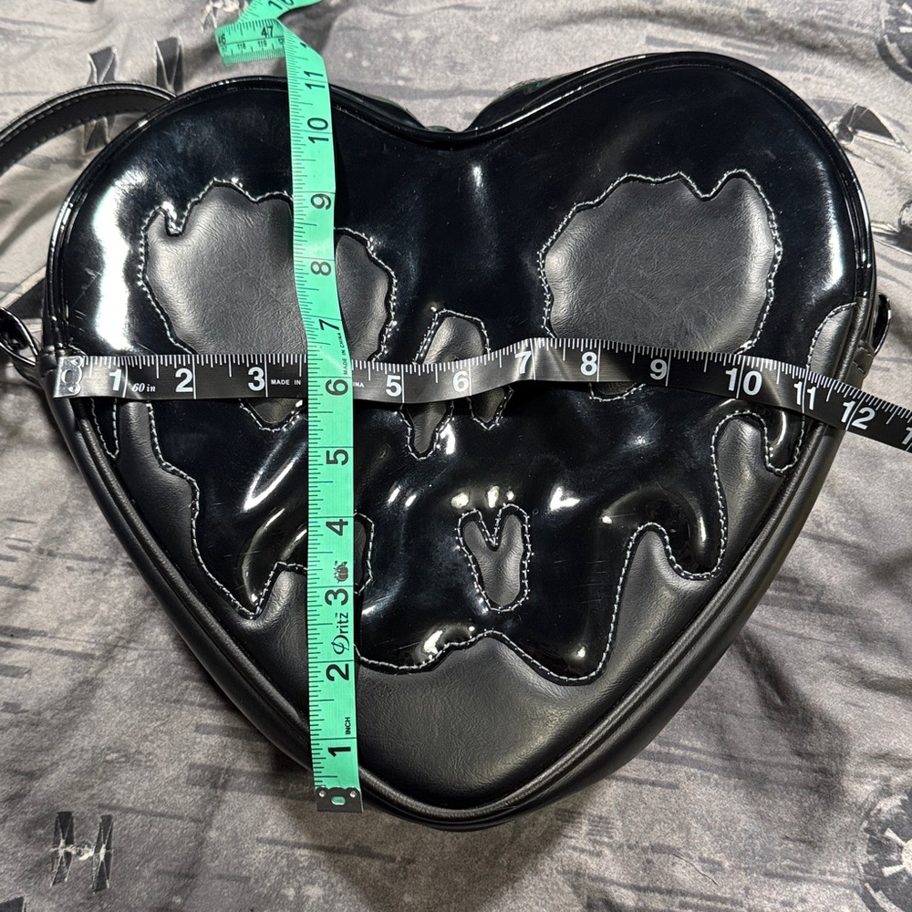 LOVE PAIN AND STITCHES HANDMADE POSION HEART BLACK ON BLACK CROSSBODY OG!! - Picture 13 of 14